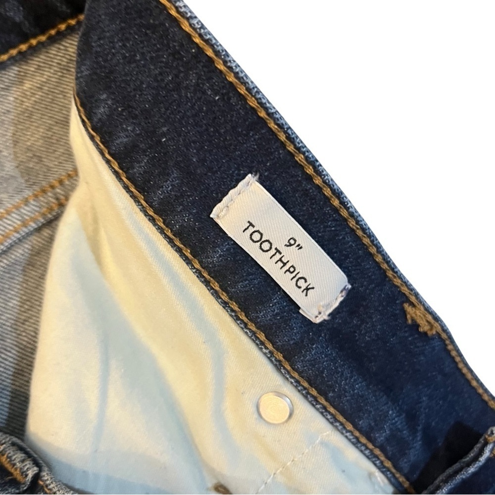 J. Crew 9” Toothpick Skinny Dark Denim Jeans Raw Hem Sz 30 - Picture 8 of 9